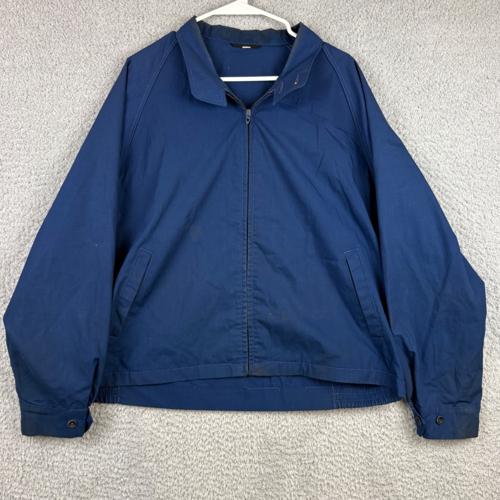 Vintage Harrington Jacket Mens 48 Blue Talon Zip Scalloped Workwear Western 70s